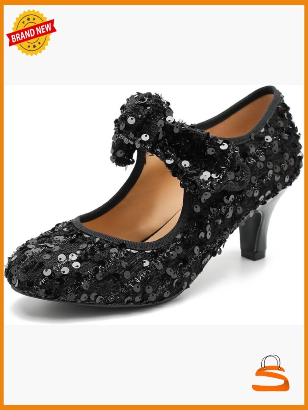 Women's Bow Mary Jane Kitten Heels Sequins Dress Pumps Party